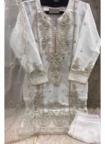 Organza White Party Wear Embroidery Work Readymade Pakistani Suit